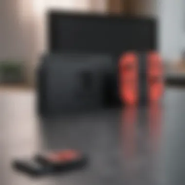 Nintendo Switch Featuring a Micro SD Card Nintendo Switch with micro SD card inserted
