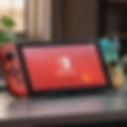 Close-up view of the Nintendo Switch OLED tablet showcasing its vibrant display.