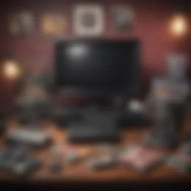 A nostalgic setup of retro gaming consoles and magazines, illustrating the passion of collectors.