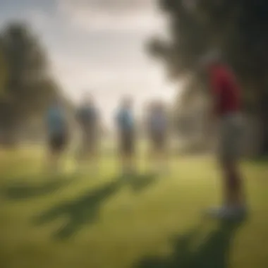 A group of friends enjoying a casual round of golf on a budget-friendly course