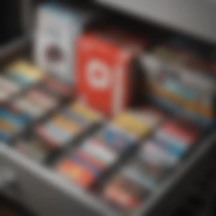 Nintendo game cartridges neatly organized in a drawer