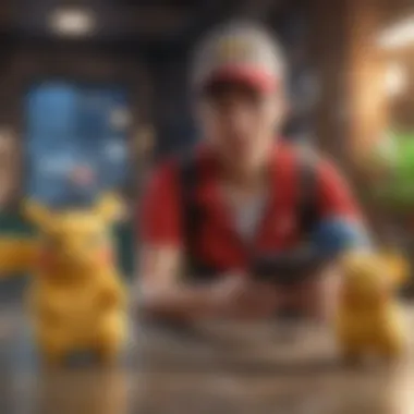 Pokemon Trainer on iPhone Illustration of Pokemon trainer exploring virtual world on iPhone