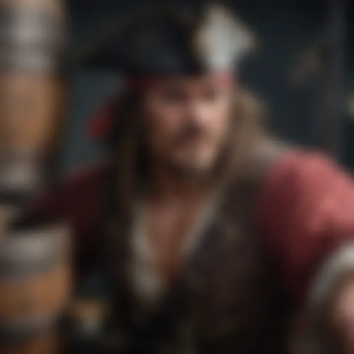 Close-up view of the pirate figure ready to pop up from the barrel