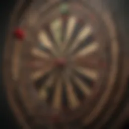 Precision darts player aiming at bullseye