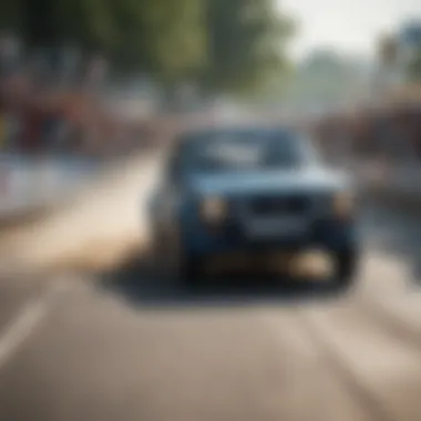 Euphoric Moments at Racing Rally Finish Line Racing Rally Spectators Cheering at Finish Line