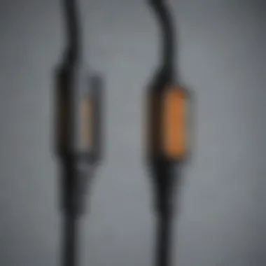 Reflection of light on HDMI cord connectors