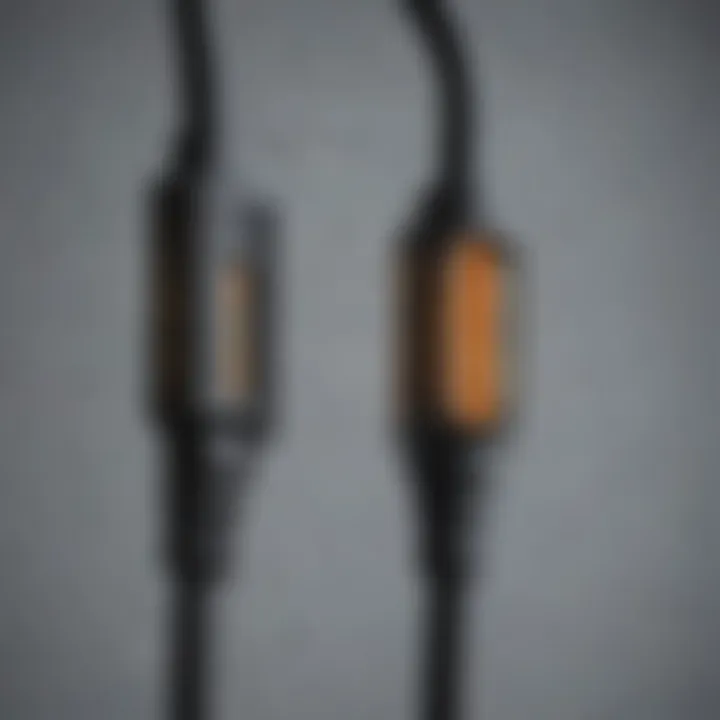 Reflection of light on HDMI cord connectors