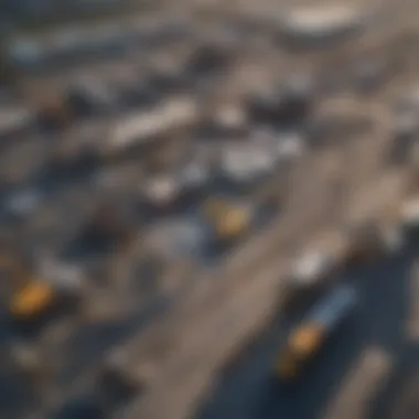 Aerial view of a bustling industrial area where the Asphalt King reigns supreme