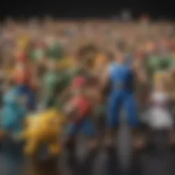 Detailed view of a collection of Smash Bros amiibo figures showcasing various characters.