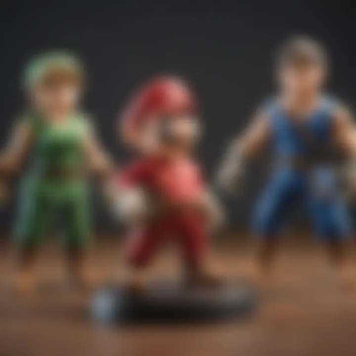 Detailed view of various Smash Brothers Amiibo figures showcasing their unique designs