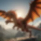 A majestic dragon soaring through a vibrant virtual world