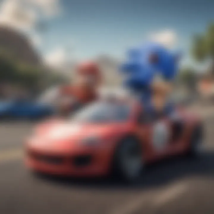 Sonic the Hedgehog and Mario from Nintendo Switch in a friendly race