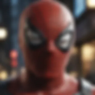 Close-up of Spiderman's iconic mask