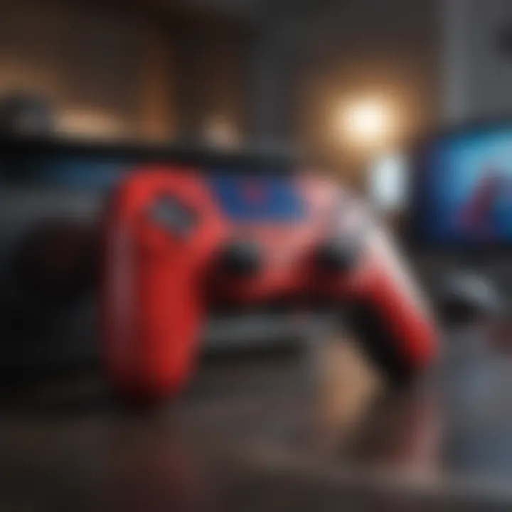 Gaming console with Spiderman logo