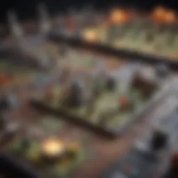 A strategic board game setup showcasing intricate pieces and a detailed game board