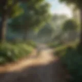 Enthusiastic player exploring a scenic park in search of Pokémon