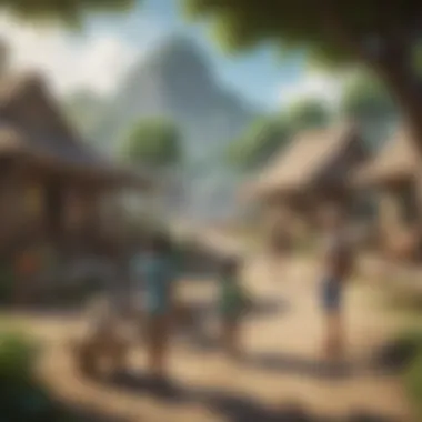Engaging with Island Residents for Opportunities Player interacting with villagers on the island