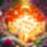 Bells cascading in a vibrant landscape