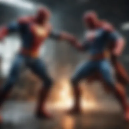 Dynamic Superhero Combat Scene