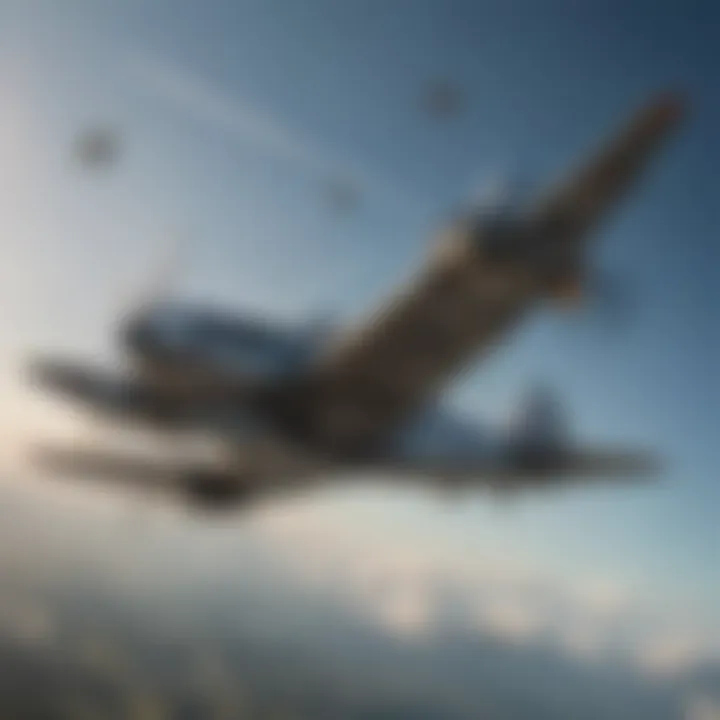 Aerial combat scene showcasing WWII fighter planes