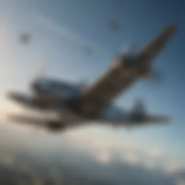 Epic Aerial Combat of WWII Fighter Planes Aerial combat scene showcasing WWII fighter planes