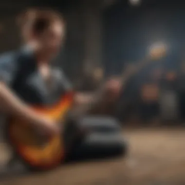 Immersive Gameplay Experience An engaging screenshot showcasing Guitar Hero gameplay on the Wii.