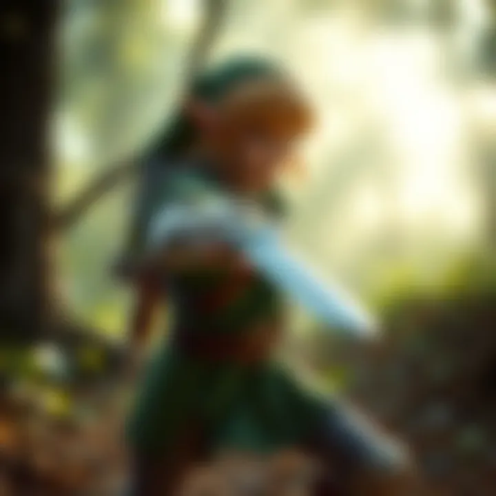 Link wielding his sword, ready for battle
