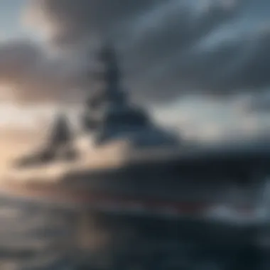 Future Design Blueprint of a Battleship A futuristic design blueprint of a next-generation battleship reflecting future trends.
