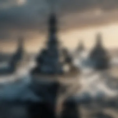 Battleships in Naval Exercise A fleet of contemporary battleships engaging in a naval exercise, highlighting their operational roles.