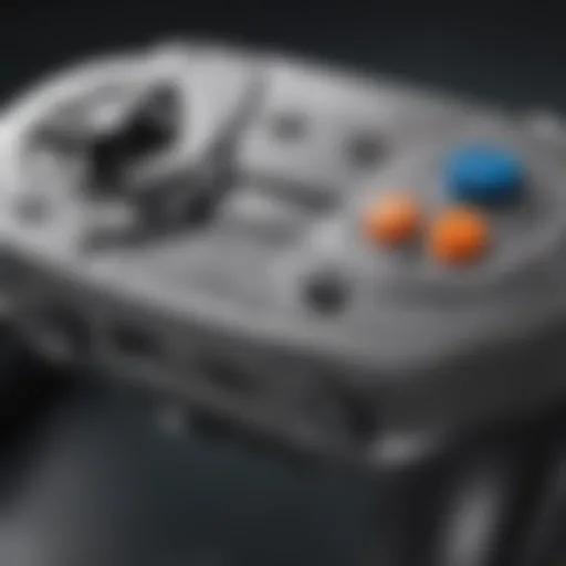 Detailed view of the GameCube controller showcasing its ergonomic design and button layout.