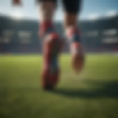 Striker demonstrating agility on the field wearing cleats