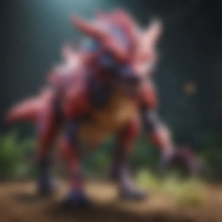 A vivid representation of psychic ultra beasts in a Nintendo game setting.