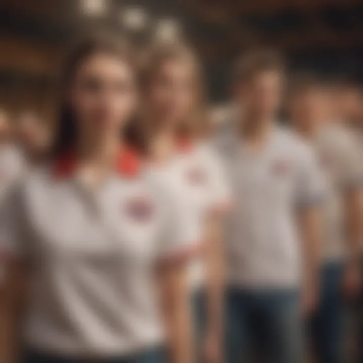 A group of friends wearing retro bowling shirts at an event.