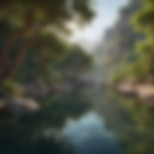 Abstract art of a serene landscape