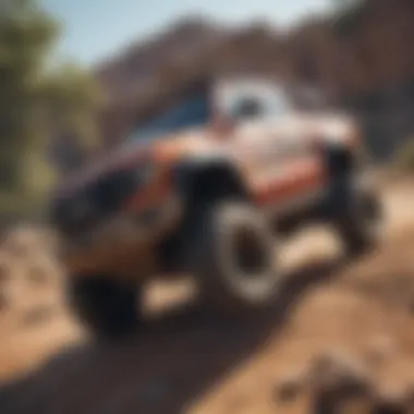 Off-Road Adventure Truck jumping over obstacles in off-road terrain
