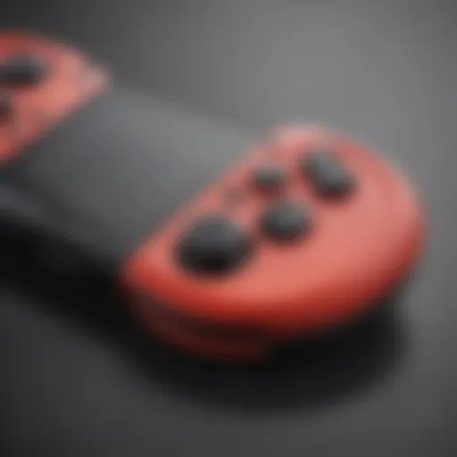 Close-up view of a Joy-Con with rubber cap protection