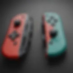 Close-up view of the Nintendo Switch Joy-Con controllers showcasing their unique design and colors.