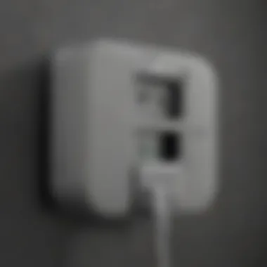 Close-up of the Wii U charger connection port