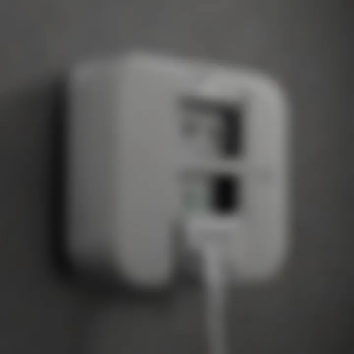 Close-up of the Wii U charger connection port