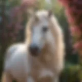 Majestic unicorn with flowing mane and floral background