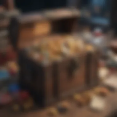 Anime Treasure Trove Illustration of a treasure chest overflowing with anime content and merchandise