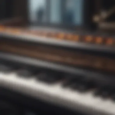 Digital piano technology close-up