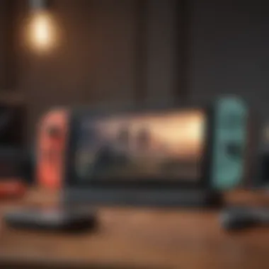 Dynamic Nintendo Switch Gaming Setup Vibrant Nintendo Switch Console and Joy-Con Controllers