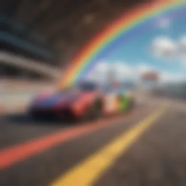 Vibrant Rainbow Turns of Mario Rainbow Race Track