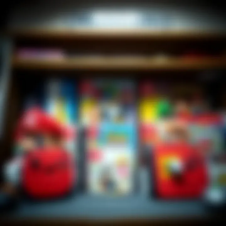 Illustration of Nintendo game selection showcasing various titles