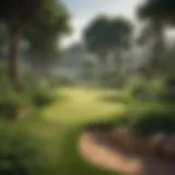 Virtual reality golf course with lush greenery