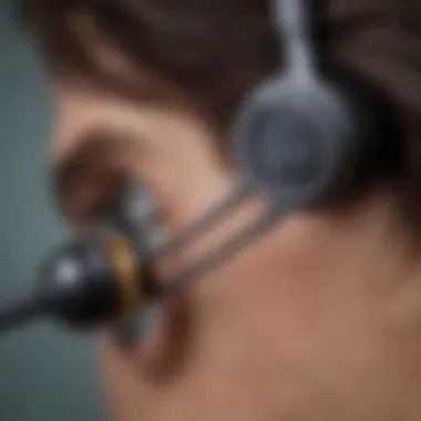 Close-up of wired gaming headset connectors