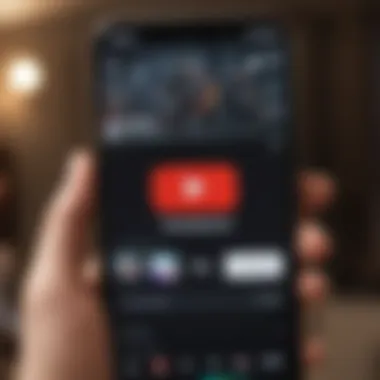 YouTube App Interface on Smartphone Smartphone displaying the YouTube application interface