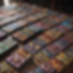 A diverse array of Yu-Gi-Oh cards displayed on a table